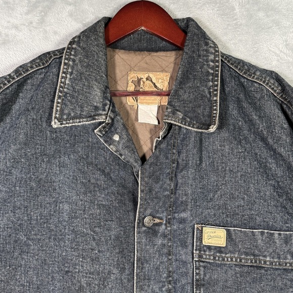 Vintage Gap Denim Coat Mens Large Gray Wool Lined Chore Barn Plaid Relaxed - Picture 2 of 10